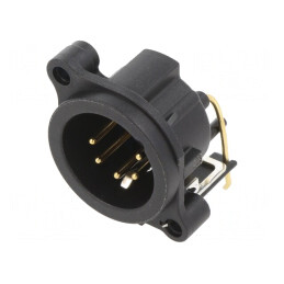 Soclu XLR Tată 5 PIN Unghi 90° THT Negru | Electronic-mag.ro | Componente Electronice