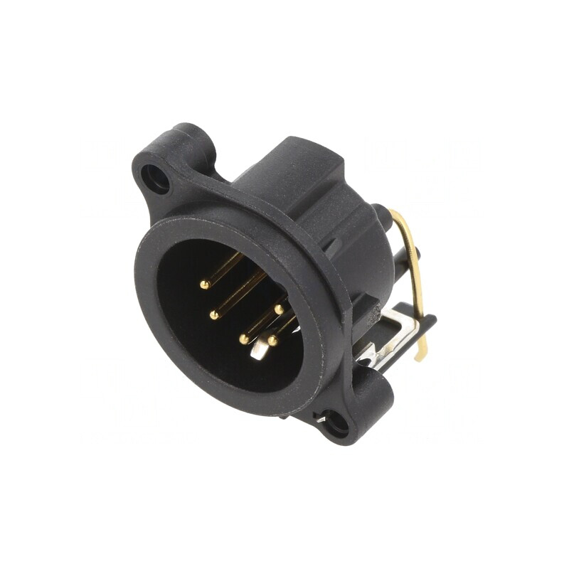 Soclu XLR Tată 5 PIN Unghi 90° THT Negru | Electronic-mag.ro | Componente Electronice