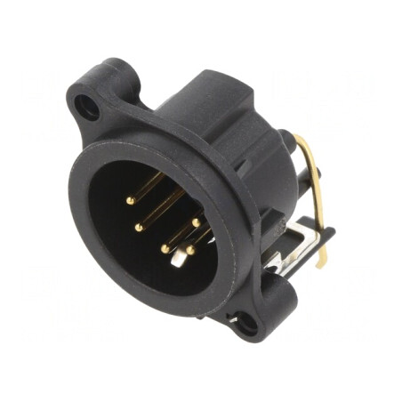 Soclu XLR Tată 5 PIN Unghi 90° THT Negru | Electronic-mag.ro | Componente Electronice