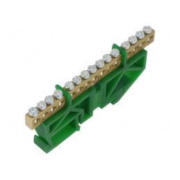 Conector regletă de conexiuni 1 pistă 15 borne verde