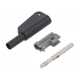 Conector Banană Negru 4mm 1kV 19A cu Izolație și Soclu Axial