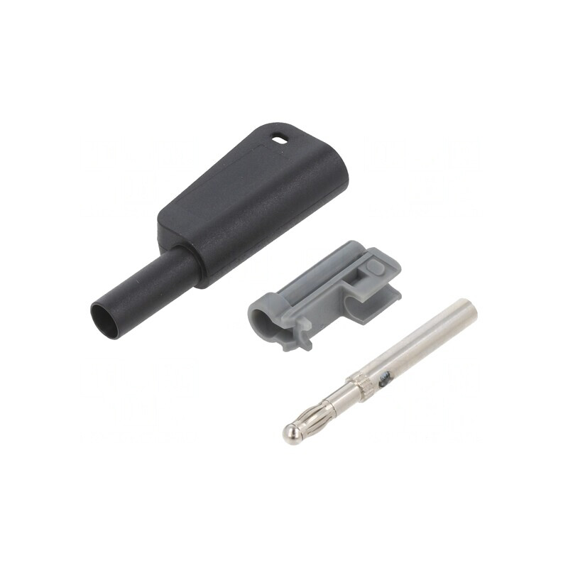 Conector Banană Negru 4mm 1kV 19A cu Izolație și Soclu Axial | Electronic-mag.ro | Componente Electronice