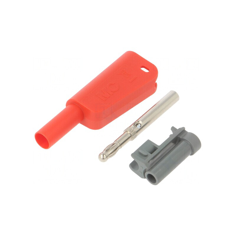 Conector Banană 4mm 19A 1kV Roșu cu Izolație și Soclu Axial | Electronic-mag.ro | Componente Electronice