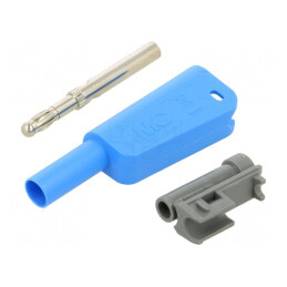 Conector banană 4mm albastru cu izolație 19A 1kV | Electronic-mag.ro | Componente Electronice