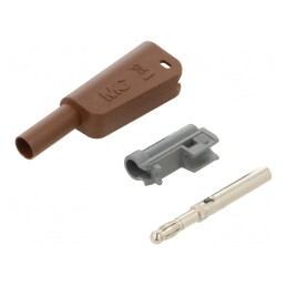 Conector Banană Maro Izolat 4mm 1kV 19A | Electronic-mag.ro | Componente Electronice