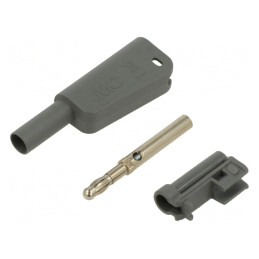 Conector Banană 4mm Gri Izolat 1kV 19A | Electronic-mag.ro | Componente Electronice