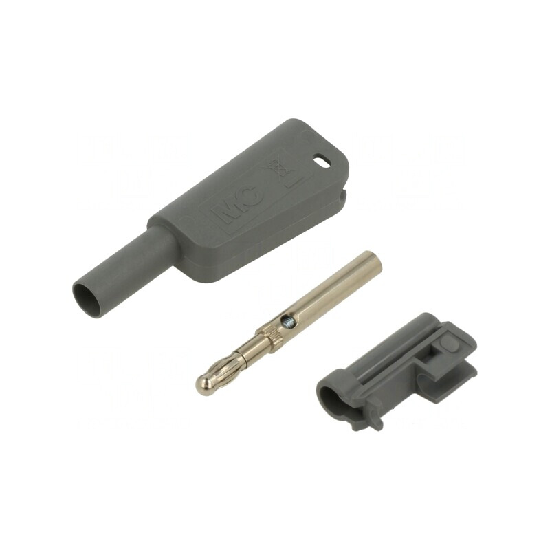 Conector Banană 4mm Gri Izolat 1kV 19A | Electronic-mag.ro | Componente Electronice