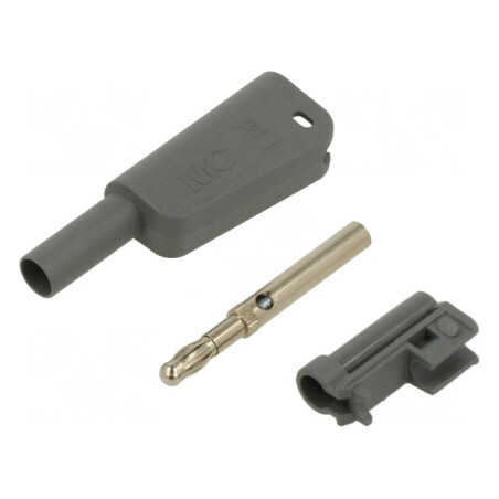 Conector Banană 4mm Gri Izolat 1kV 19A | Electronic-mag.ro | Componente Electronice