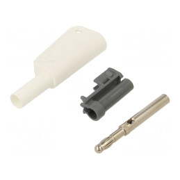 Conector Banană Alb 4mm 19A 1kV cu Izolație și Soclu Axial | Electronic-mag.ro | Componente Electronice