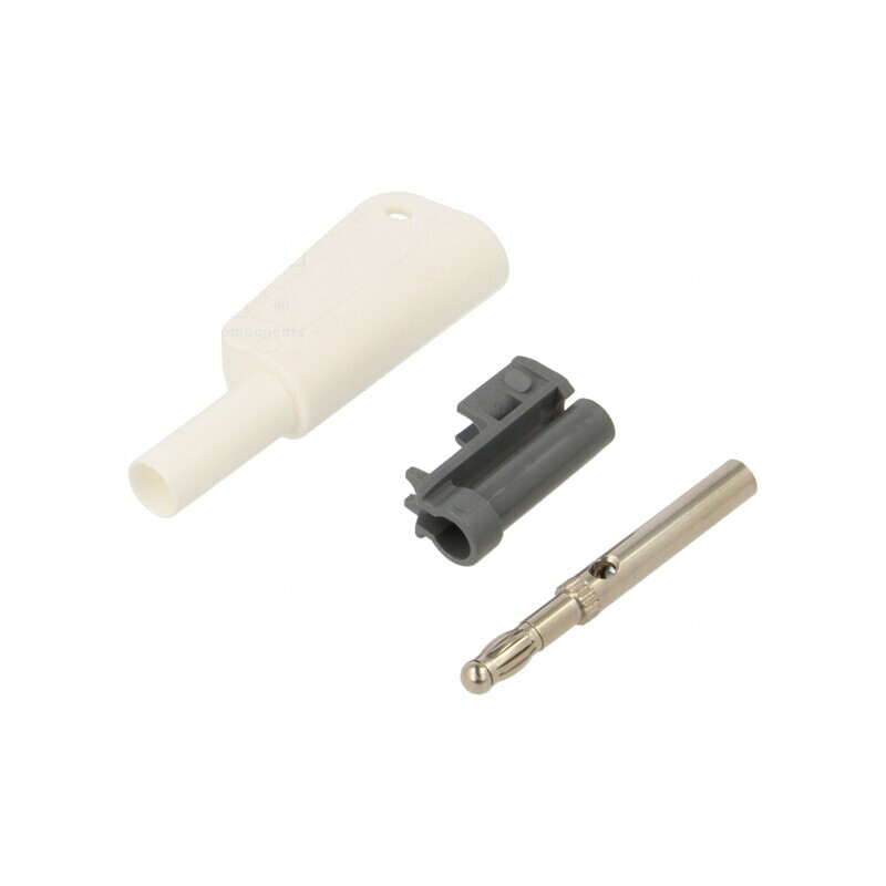 Conector Banană Alb 4mm 19A 1kV cu Izolație și Soclu Axial | Electronic-mag.ro | Componente Electronice