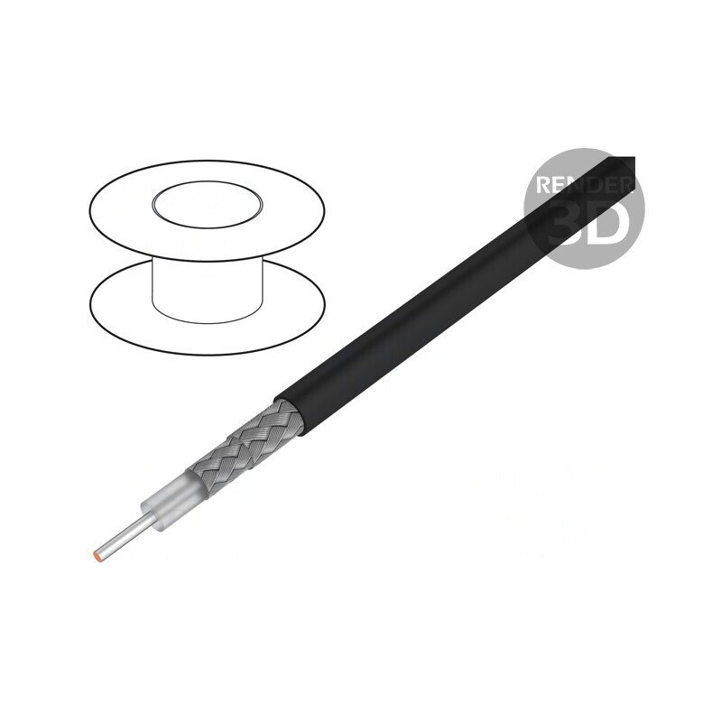 Cablu Coaxial RG223U Sârmă Cu PVC Negru 100m 5,4mm | Electronic-mag.ro | Componente Electronice