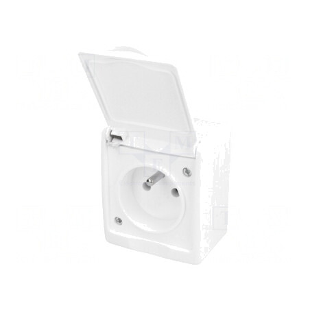 Conector Alimentare AC 2P PE 250VAC 16A Alb Murale | Electronic-mag.ro | Componente Electronice