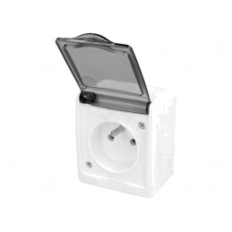 Conector alimentare AC 2P PE 250V 16A alb mural | Electronic-mag.ro | Componente Electronice