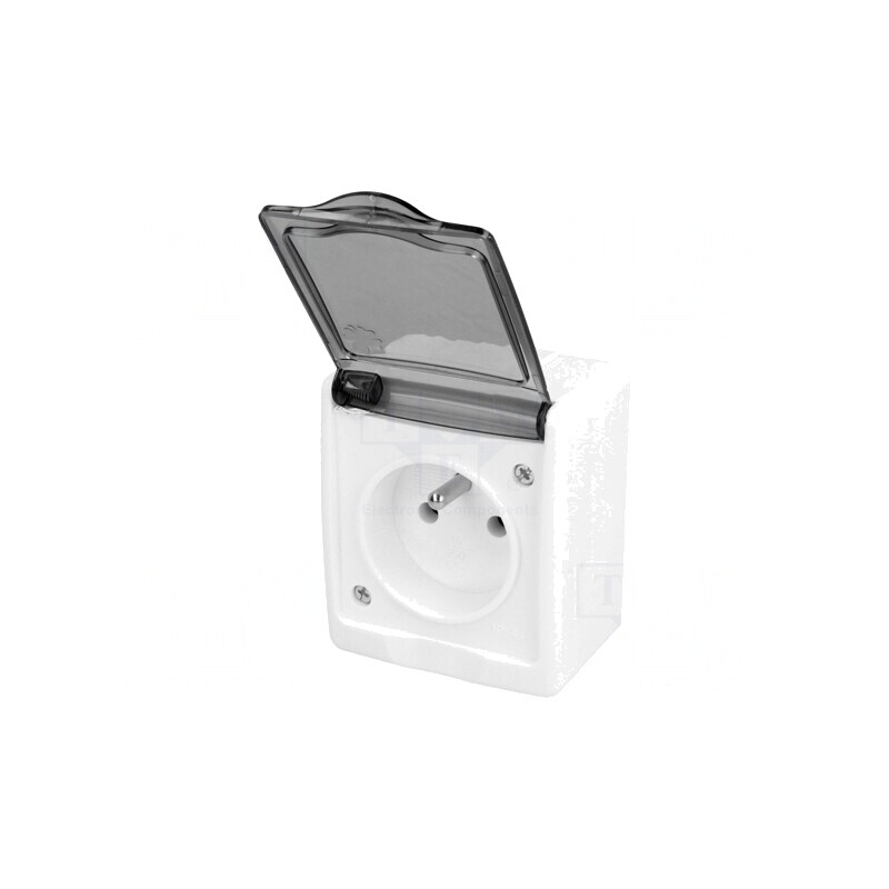 Conector alimentare AC 2P PE 250V 16A alb mural | Electronic-mag.ro | Componente Electronice