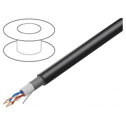 Cablu: cablu pentru microfon; 2x2x0,22mm2; negru; OFC; -15÷70°C