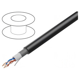 Cablu microfon 2x2x0,22mm² negru OFC | Electronic-mag.ro | Componente Electronice