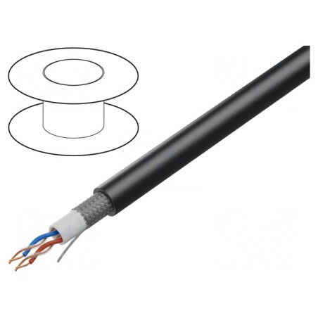 Cablu microfon 2x2x0,22mm² negru OFC | Electronic-mag.ro | Componente Electronice