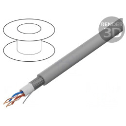 Cablu: cablu pentru microfon; 2x2x0,22mm2; gri; OFC; -15÷70°C