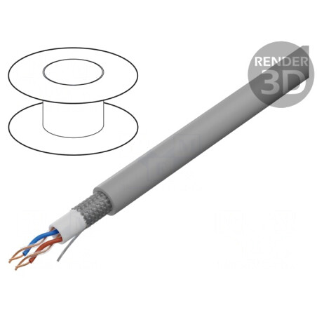 Cablu Microfon Gri OFC 2x2x0.22mm² -15÷70°C | Electronic-mag.ro | Componente Electronice