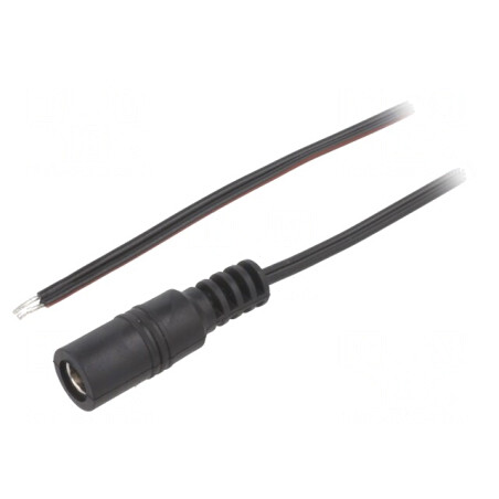 Cablu DC 5,5/2,1 Soclu Drept Negru 2m | Electronic-mag.ro | Componente Electronice