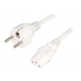 Cablu Alimentare 1.5m Alb 3x1mm2 Mufă CEE 7/7 la IEC C13 | Electronic-mag.ro | Componente Electronice