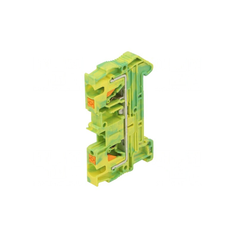 Conector de șine 0,2-6mm2 2 borne galben-verde | Electronic-mag.ro | Componente Electronice