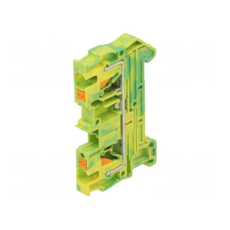Conector de șine 0,2-6mm2 2 borne galben-verde | Electronic-mag.ro | Componente Electronice