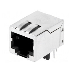Soclu RJ45 Ecranat cu Transformator de Separare THT PIN 8 | Electronic-mag.ro | Componente Electronice