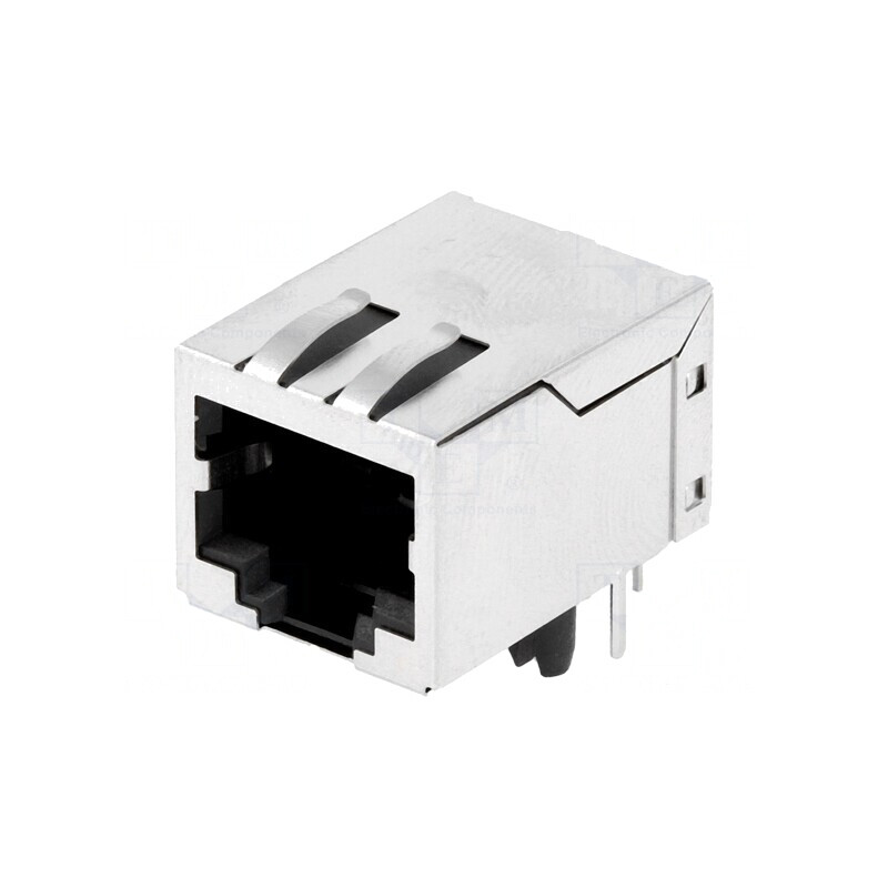 Soclu RJ45 Ecranat cu Transformator de Separare THT PIN 8 | Electronic-mag.ro | Componente Electronice