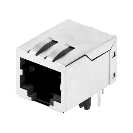 Soclu RJ45 Ecranat cu Transformator de Separare THT PIN 8 | Electronic-mag.ro | Componente Electronice
