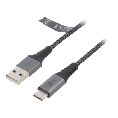 Cablu USB 2.0 USB-A la USB-C 0,5m Textil 480Mbps | Electronic-mag.ro | Componente Electronice