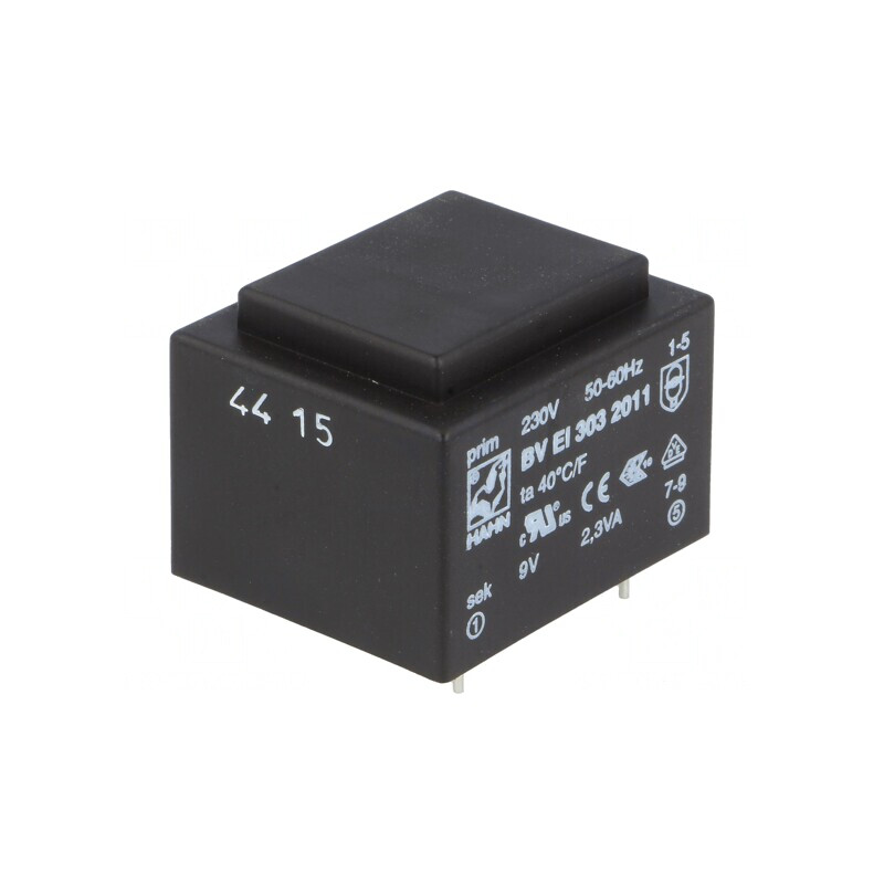 Transformator încapsulat 2,3VA 230V 9V 255mA PCB BVEI | Electronic-mag.ro | Componente Electronice