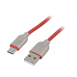 Cablu USB 2.0 A la C 1m Roșu Aurit 480Mbps | Electronic-mag.ro | Componente Electronice