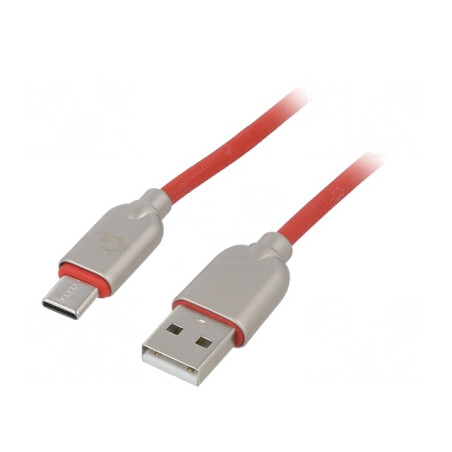 Cablu USB 2.0 A la C 1m Roșu Aurit 480Mbps | Electronic-mag.ro | Componente Electronice