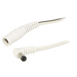 Cablu DC 5,5/2,1 Alb în Unghi 2x0,5mm2 | Electronic-mag.ro | Componente Electronice