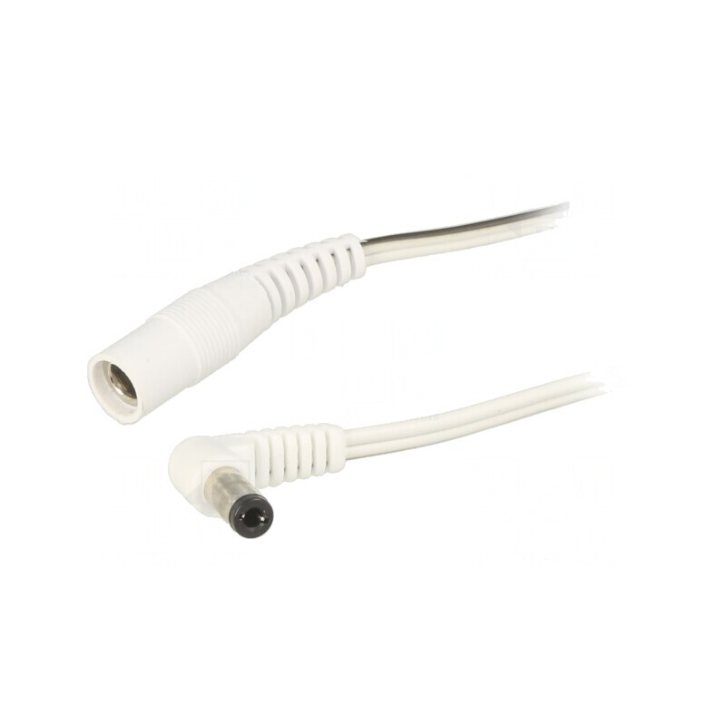 Cablu DC 5,5/2,1 Alb în Unghi 2x0,5mm2 | Electronic-mag.ro | Componente Electronice