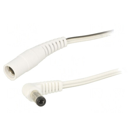 Cablu DC 5,5/2,1 Alb în Unghi 2x0,5mm2 | Electronic-mag.ro | Componente Electronice