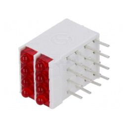 LED; în carcasă; roşie; 1,8mm; Nr.diode: 8; 10mA; 38°; 2V; 13mcd
