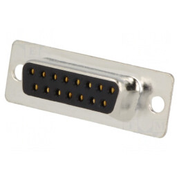 Mufă D-Sub 15 PIN Mamă Lipire Neagră Aurită | Electronic-mag.ro | Componente Electronice