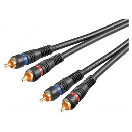 Cablu RCA Mufă x2 Aurit Negru 3m | Electronic-mag.ro | Componente Electronice