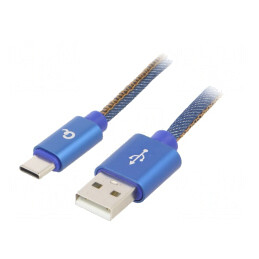 Cablu USB 2.0 USB A la USB C Aurit 2m Albastru | Electronic-mag.ro | Componente Electronice
