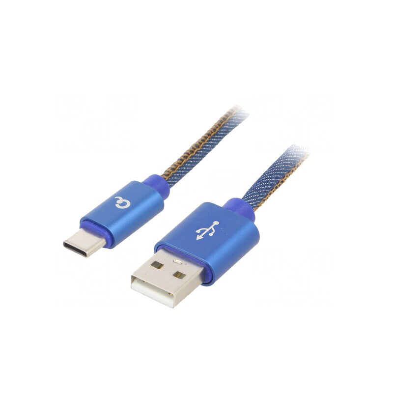Cablu USB 2.0 USB A la USB C Aurit 2m Albastru | Electronic-mag.ro | Componente Electronice