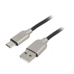 Cablu USB 2.0 USB-A la USB-C Aurit 1m Negru 480Mbps | Electronic-mag.ro | Componente Electronice