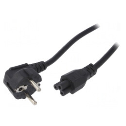 Cablu de Alimentare 3x0,75mm2 cu Ștecăr în Unghi și Conector IEC C5 | Electronic-mag.ro | Componente Electronice