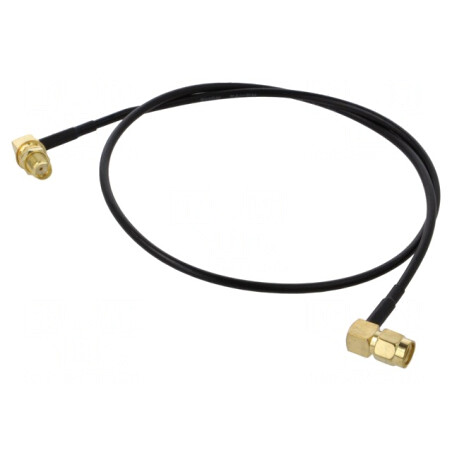 Cablu RP-SMA Tată la SMA Soclu Negru în Unghi 0,5m 50Ω | Electronic-mag.ro | Componente Electronice