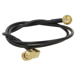 Cablu 50Ω 0,5m RP-SMA tată-mamă unghi negru | Electronic-mag.ro | Componente Electronice