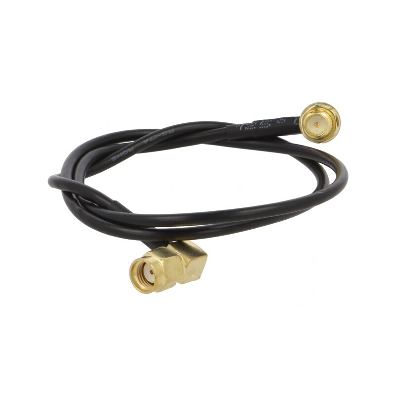 Cablu 50Ω 0,5m RP-SMA tată-mamă unghi negru | Electronic-mag.ro | Componente Electronice