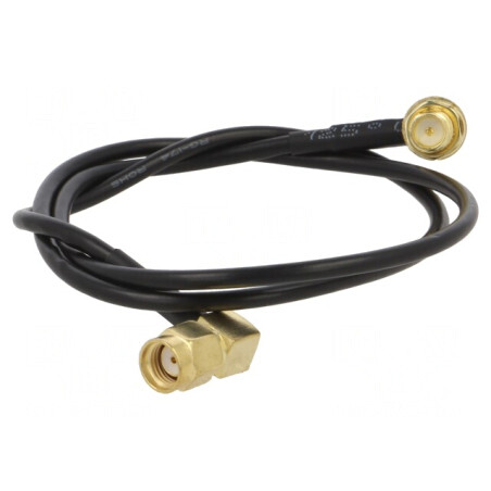 Cablu 50Ω 0,5m RP-SMA tată-mamă unghi negru | Electronic-mag.ro | Componente Electronice