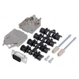 Conector D-Sub 9-Pin Mufă Tată Lipire pe Cablu Set Complet | Electronic-mag.ro | Componente Electronice