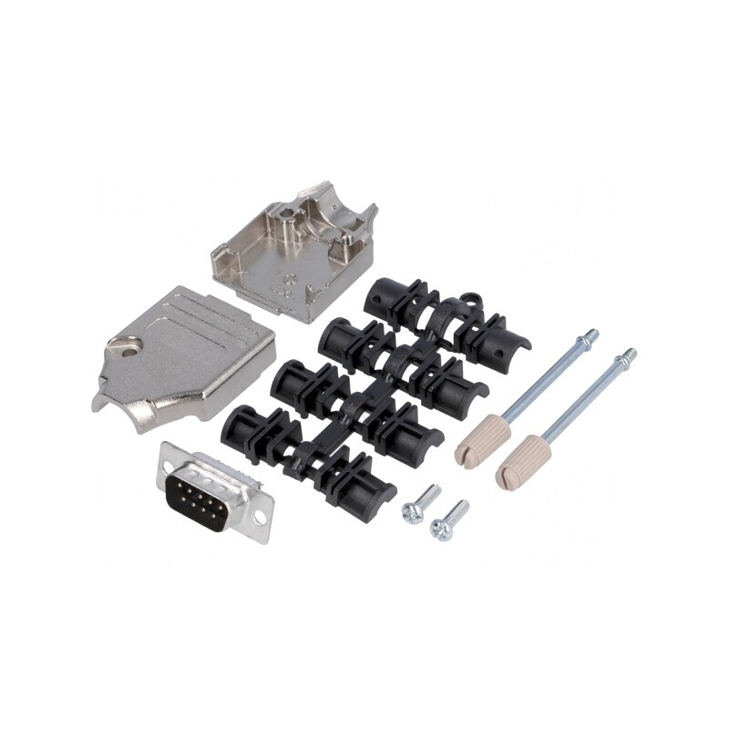 Conector D-Sub 9-Pin Mufă Tată Lipire pe Cablu Set Complet | Electronic-mag.ro | Componente Electronice